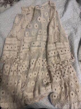Cato Open Crochet Knit Shrug - Cream